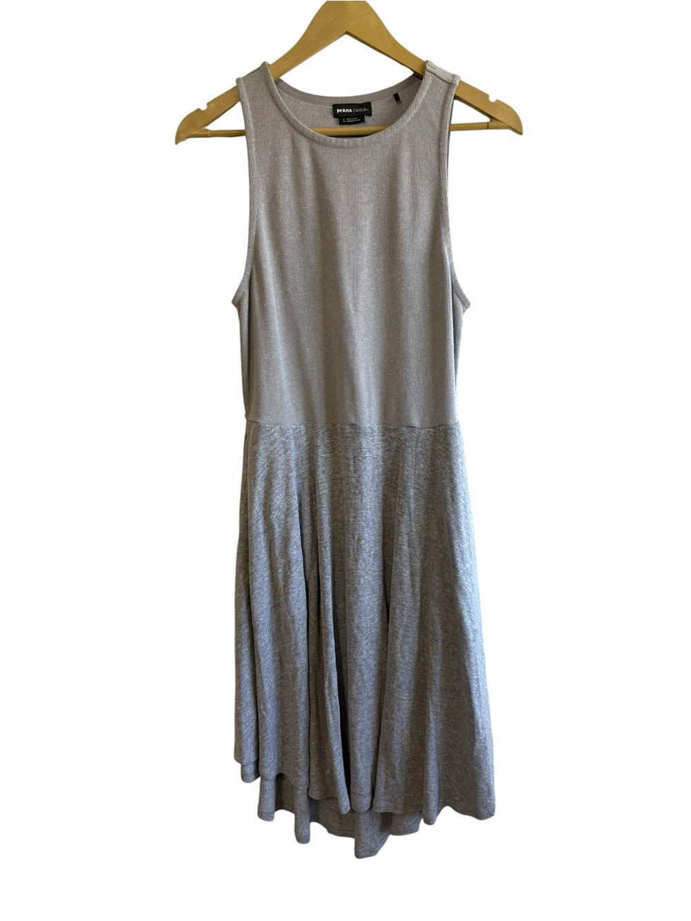 Prana Women’s Large Gray Cozy Up Bayjour Dress Minimalist Outdoor Travel Neutral